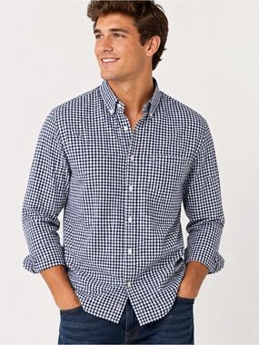 J.Crew Slim Fit Gingham Button Down Shirt Men’s MT Blue White 100% Cotton